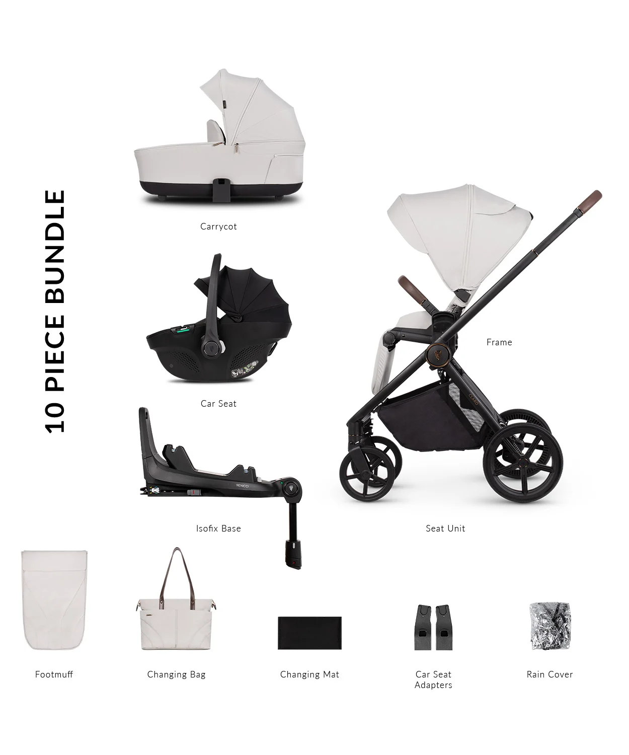 4-in-1 kinderwagen Venicci Claro Vanillla