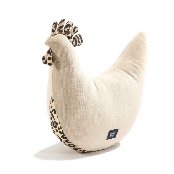Grandma Dana's Hen Pillow Velvet Cotton LEOPARD CREAM by Magdalena Lamparska