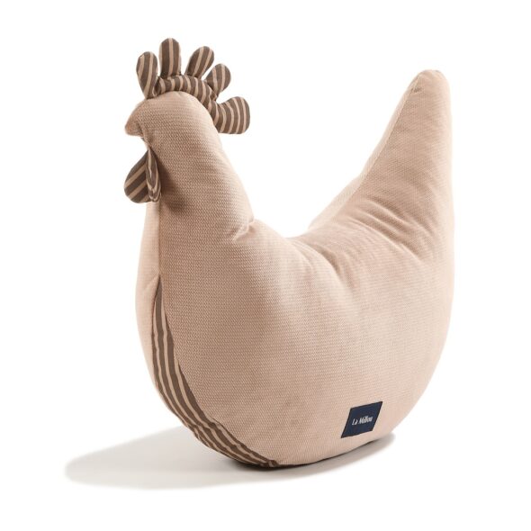 Grandma Dana's Hen Pillow Velvet Cotton STRIPES BROWN