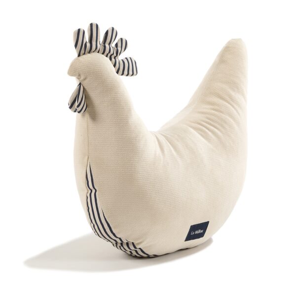 Grandma Dana's Hen Pillow Velvet Cotton STRIPES NAVY