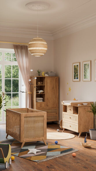 3-delige babykamer Marélia Bois – Naturel (Ledikant 60 x 120)