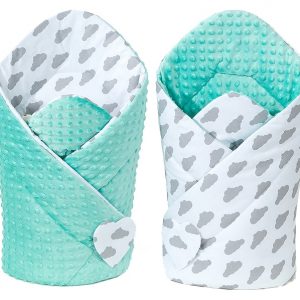 Wikkeldeken minky wolkjes /mint